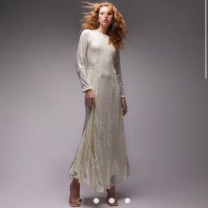 Topshop maxi sequin dress in ivory